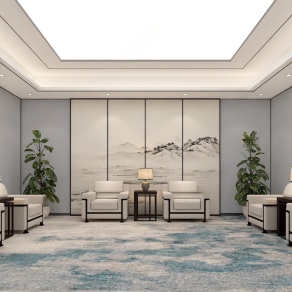 新中式接待室3D模型下载